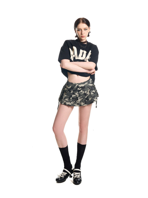 KHAKI CAMO MINI SKIRT