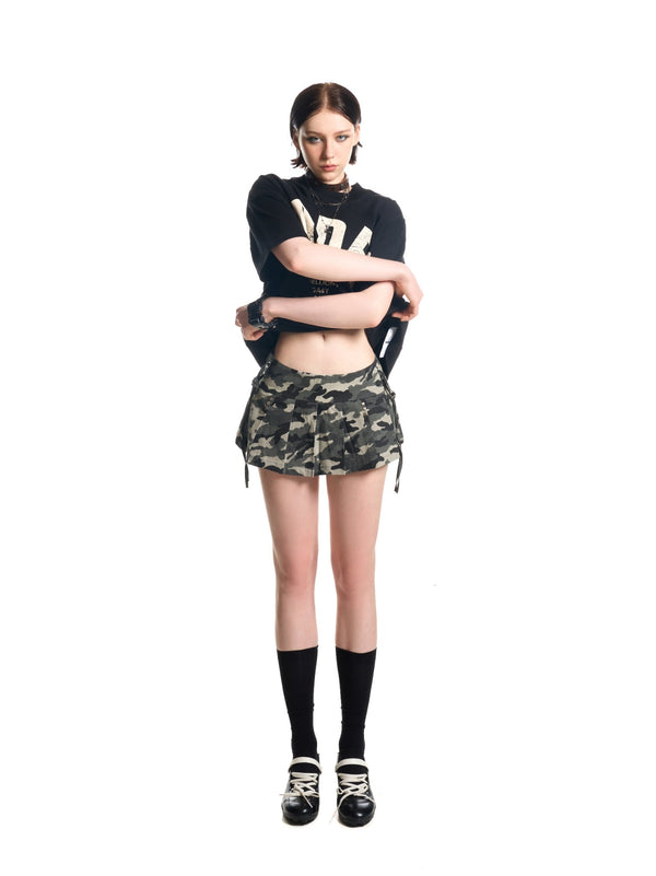 KHAKI CAMO MINI SKIRT